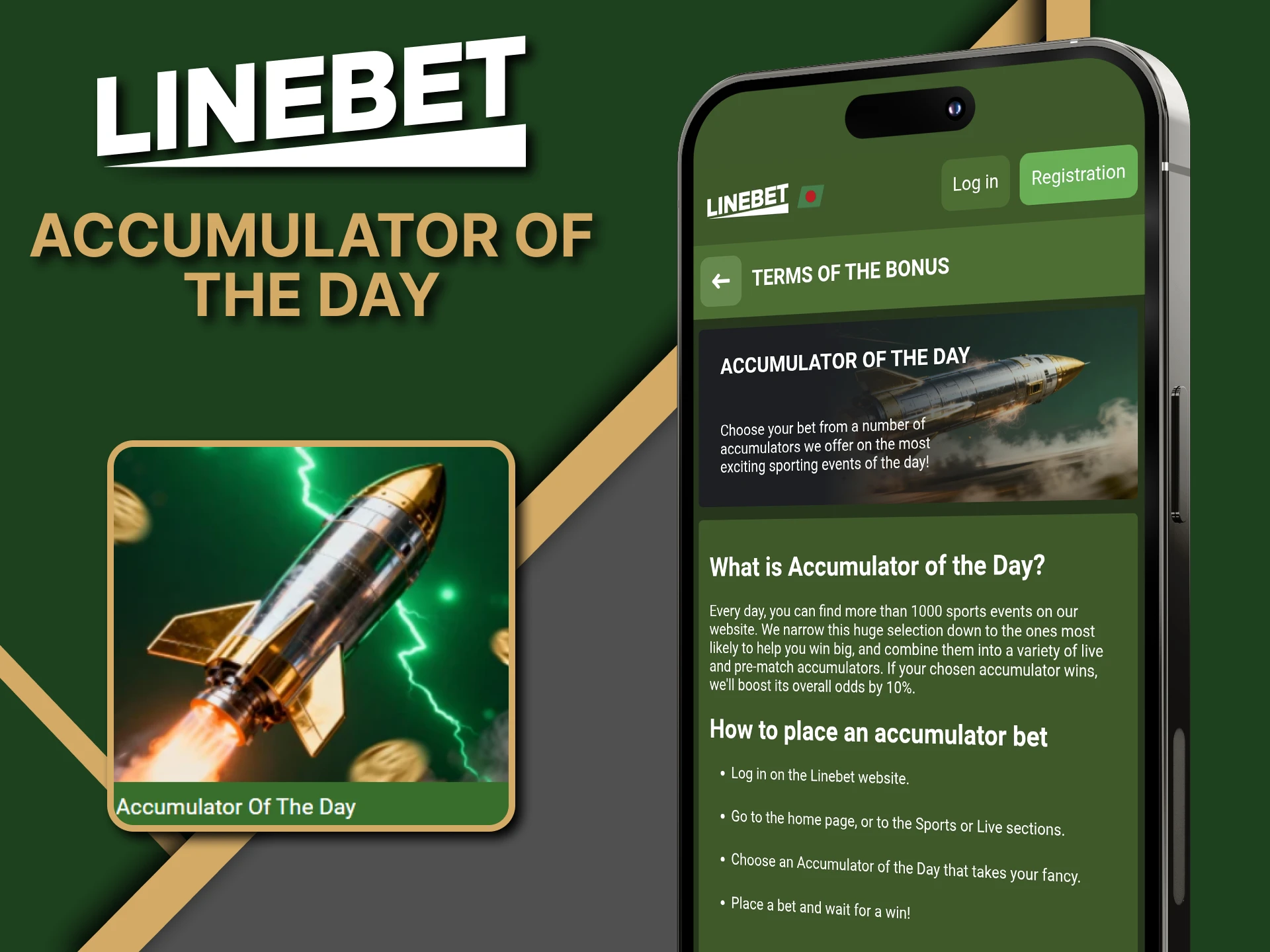 You receive a bonus for betting in the Linebet app.