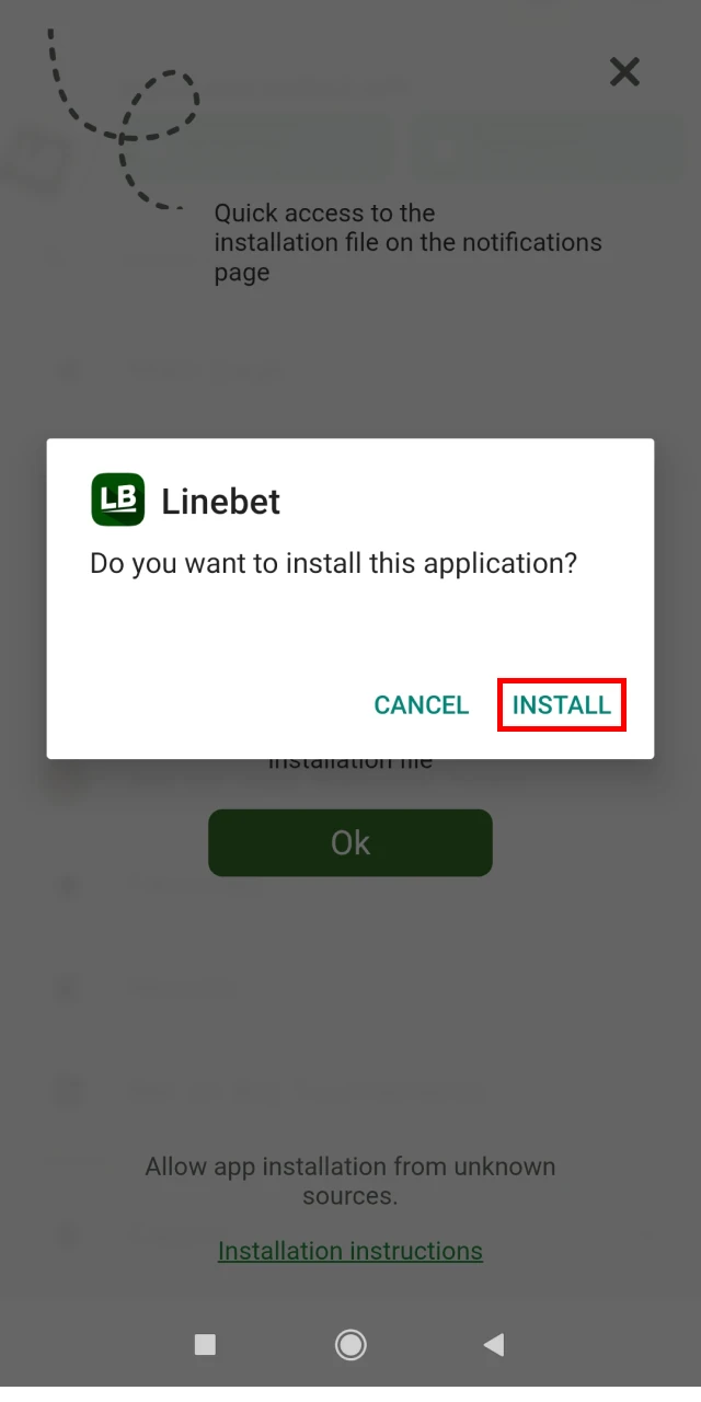 Install the Linebet app for your Android device.