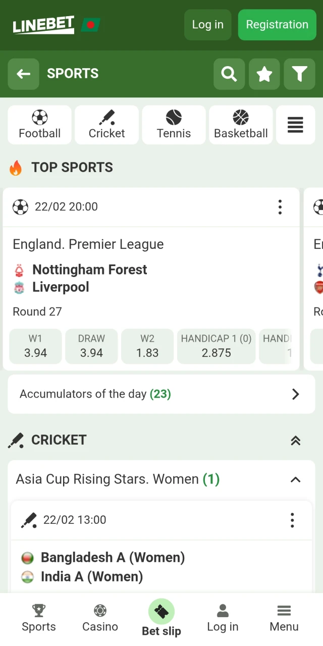 The favorite section of many Linebet app users is sports.