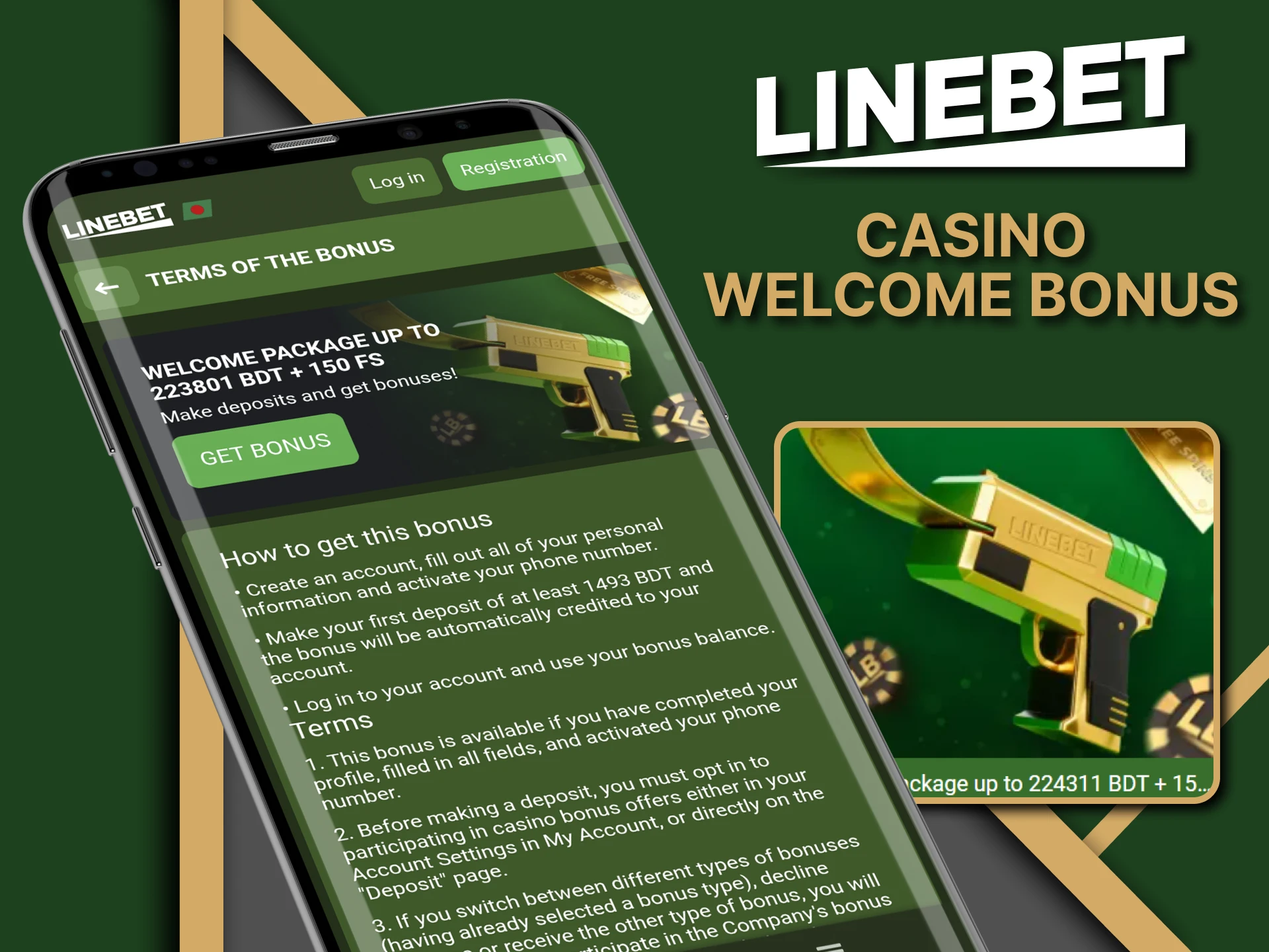 Download the Linebet app and receive a casino welcome bonus.