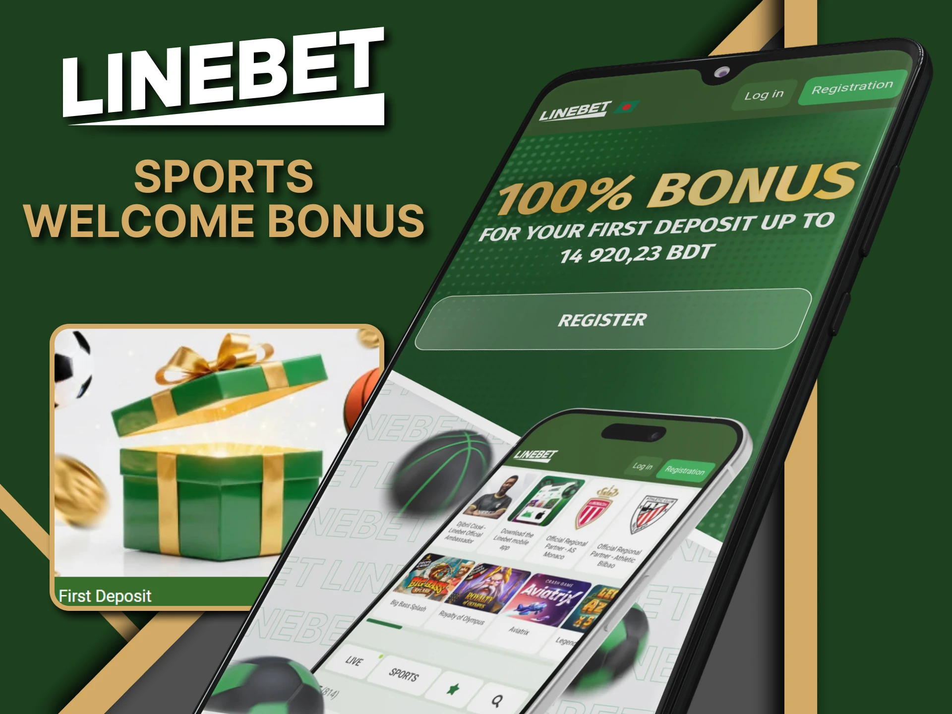 For your first deposit, the Linebet app offers a bonus for sports betting.