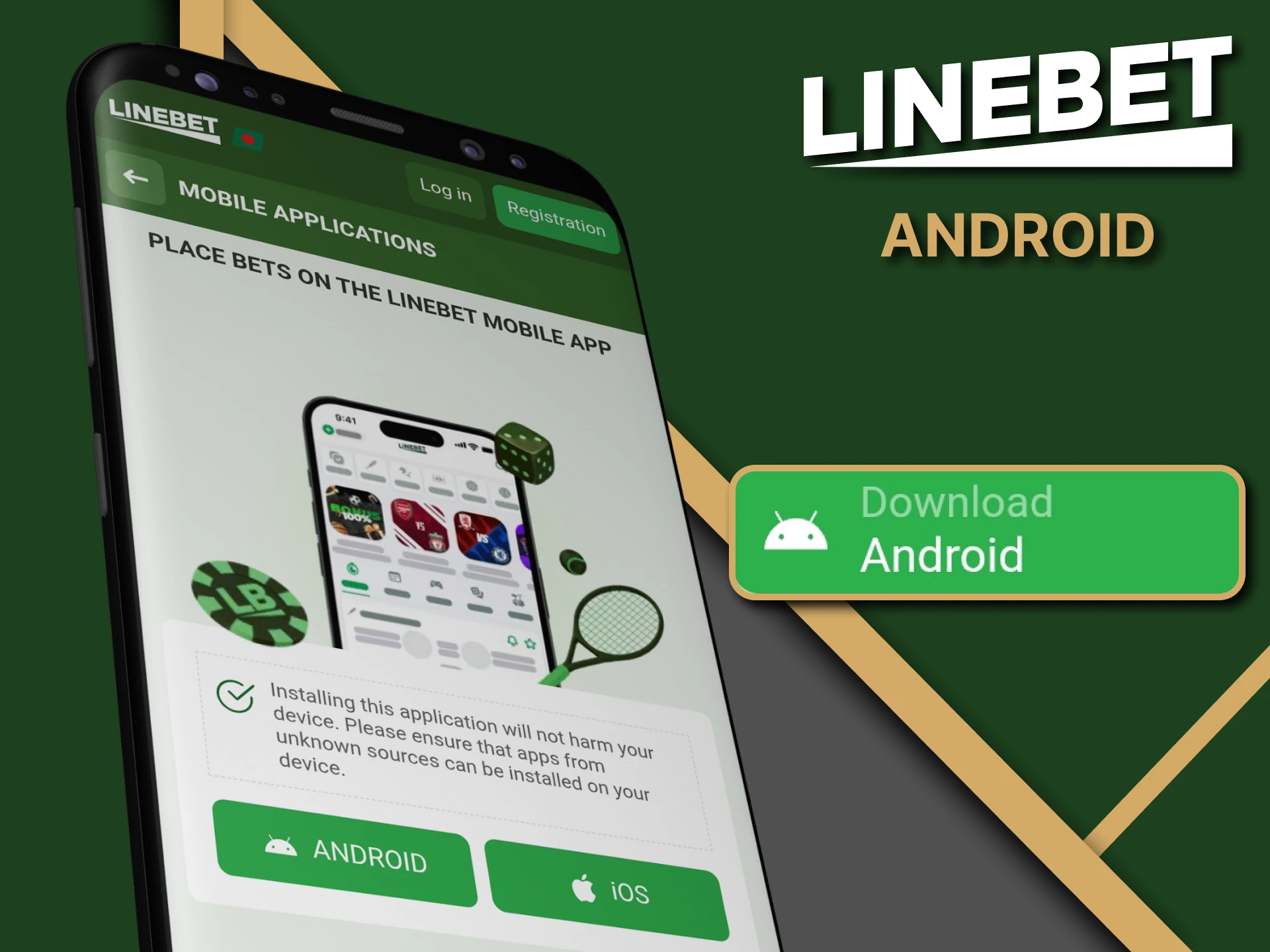 Install the Linebet app for Android.