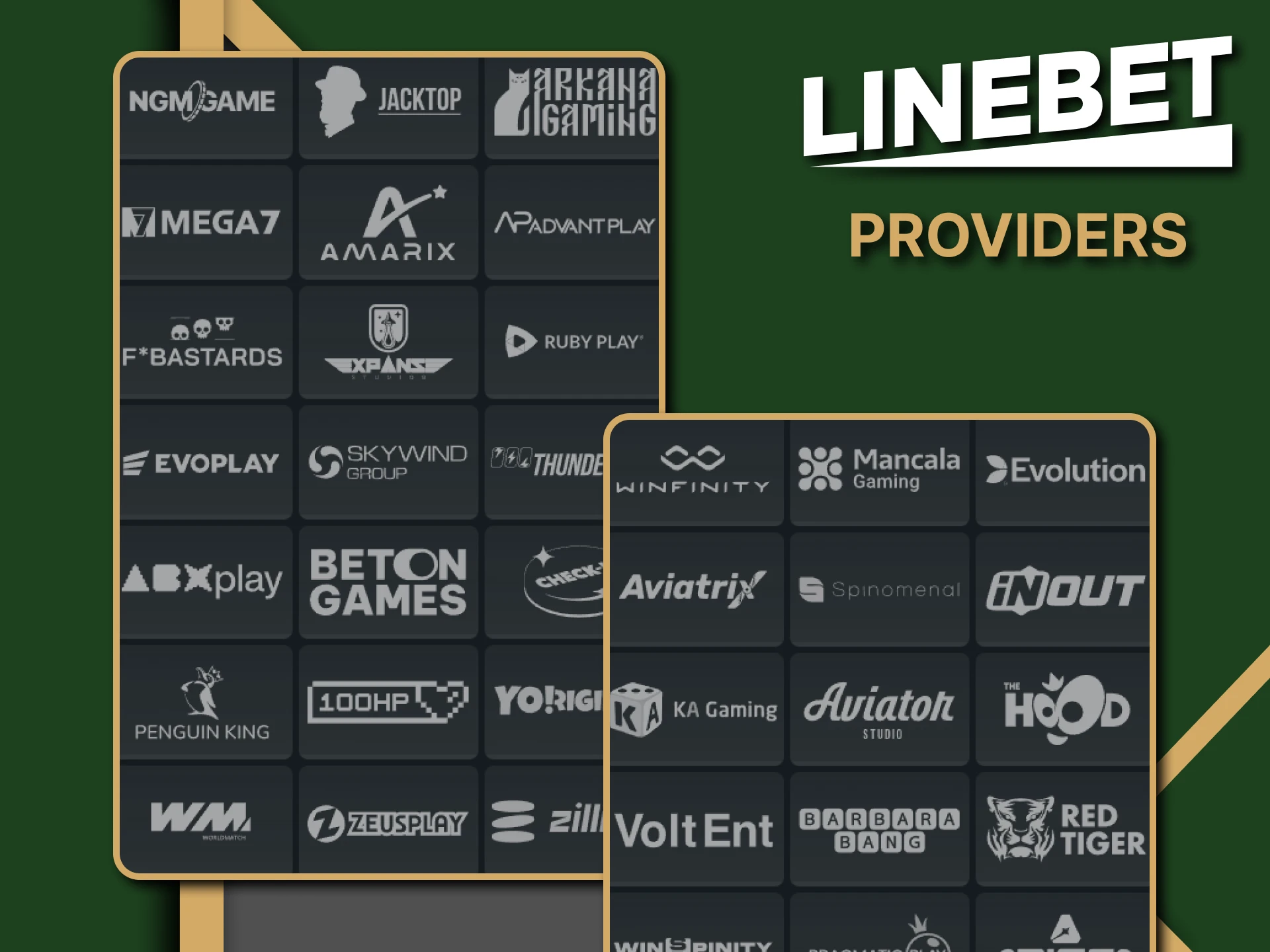 The best providers are gathered in the casino from Linebet.