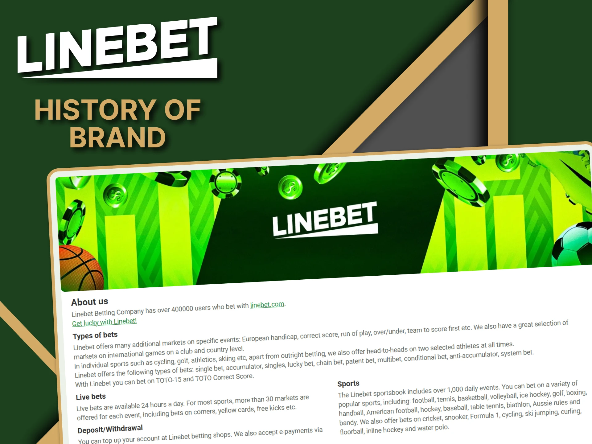 Check out the history of the Linebet website.