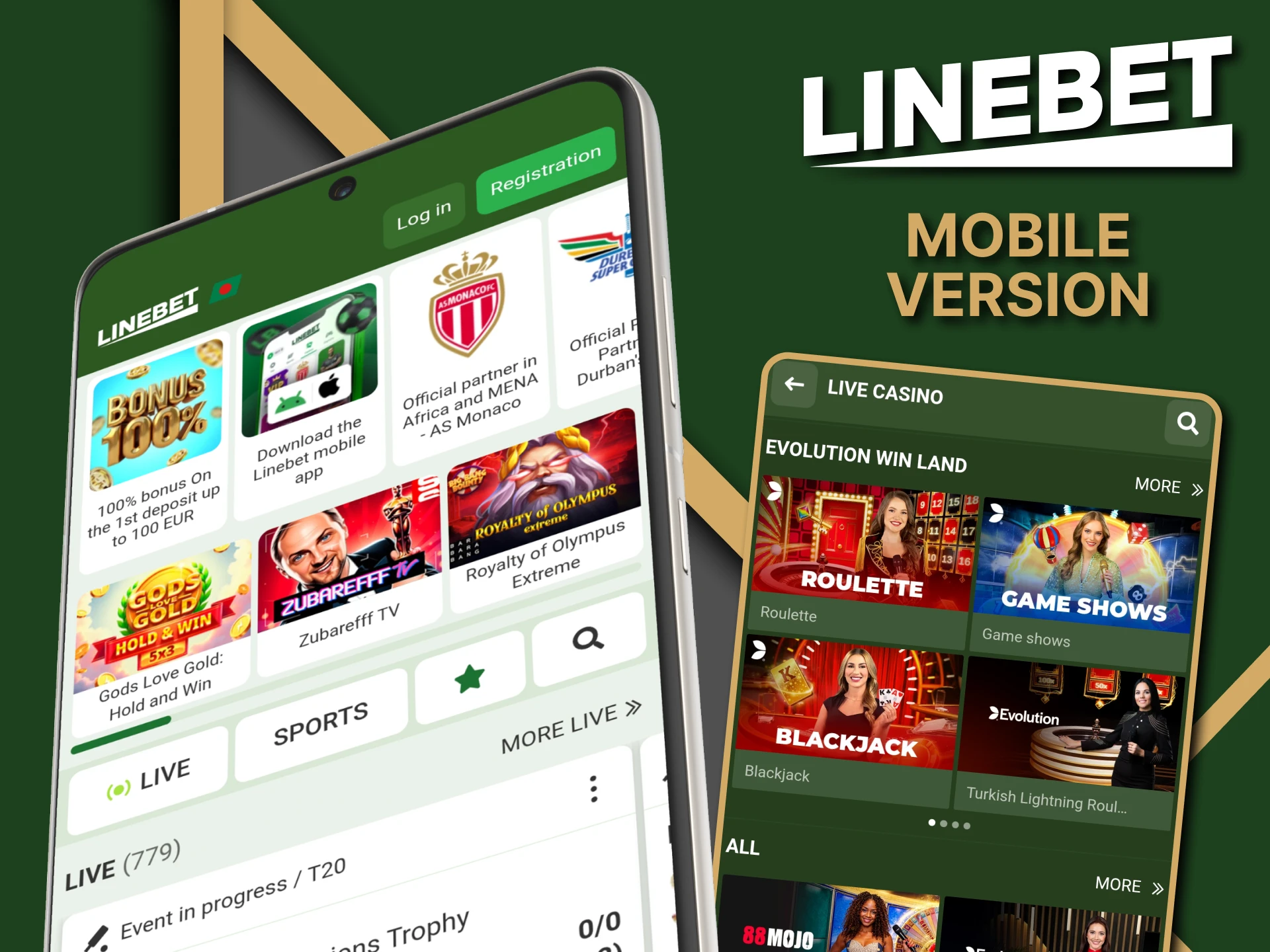 Visit the mobile version of the Linebet website.