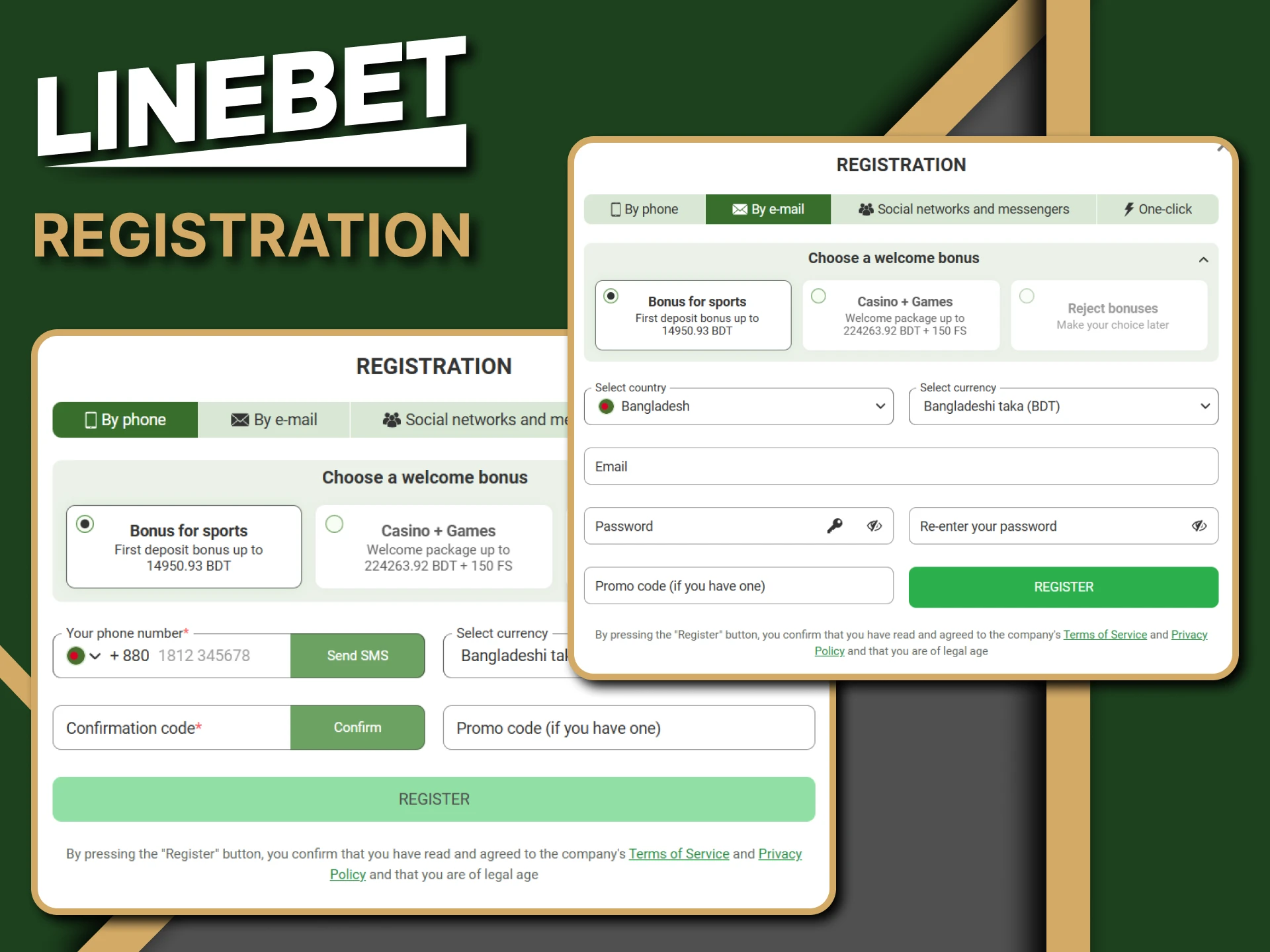Register on the Linebet website.