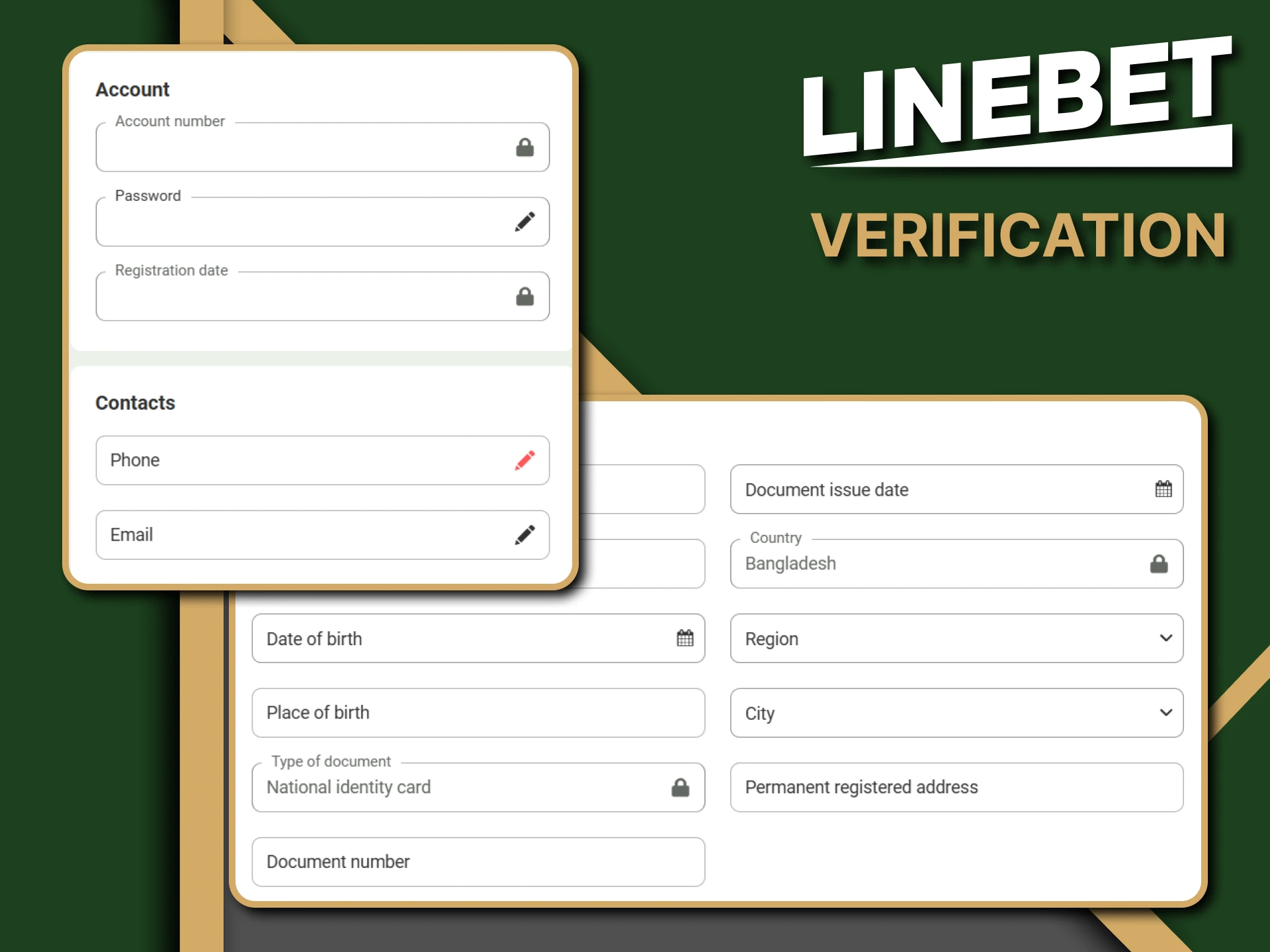 Complete verification on the Linebet website.