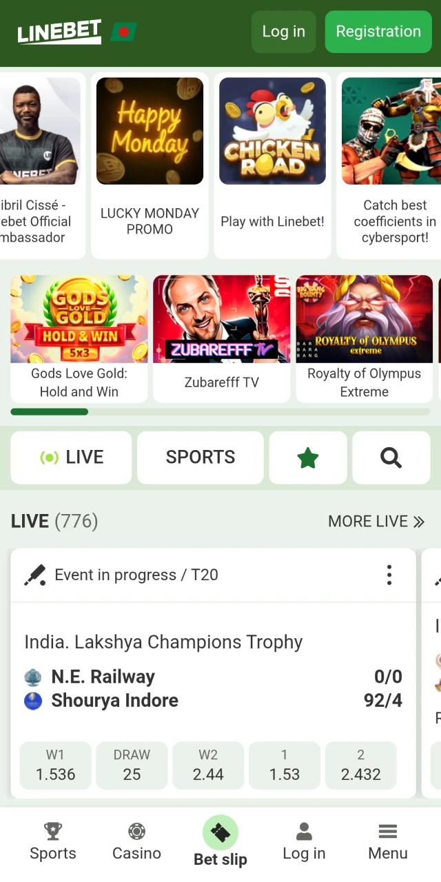 Visit the Linebet main page to register.